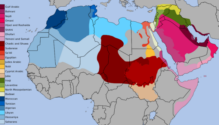 Карта арабских диалектов